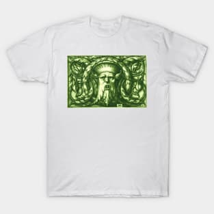 Green Man or Wild Man Renaissance Engraving Green T-Shirt